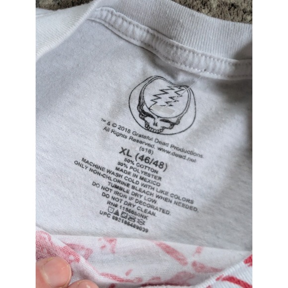Grateful Dead XL T Shirt Skull Logo  White Red/White/Blue Classic Rock Band - Picture 6 of 7